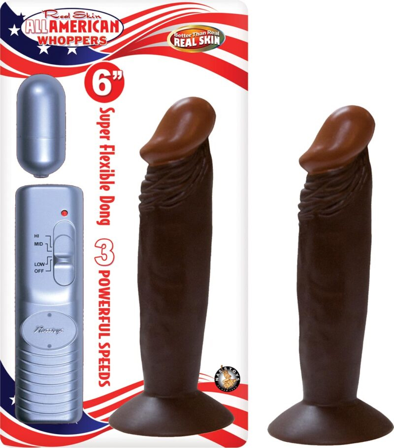 Ov5JKCHF Afro American Whoppers 6 Inch Vibrating Dong With Bullet - Brown - Image 1