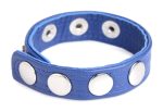 Cock Gear Leather Speed Snap Cock Ring - Blue - Image 3