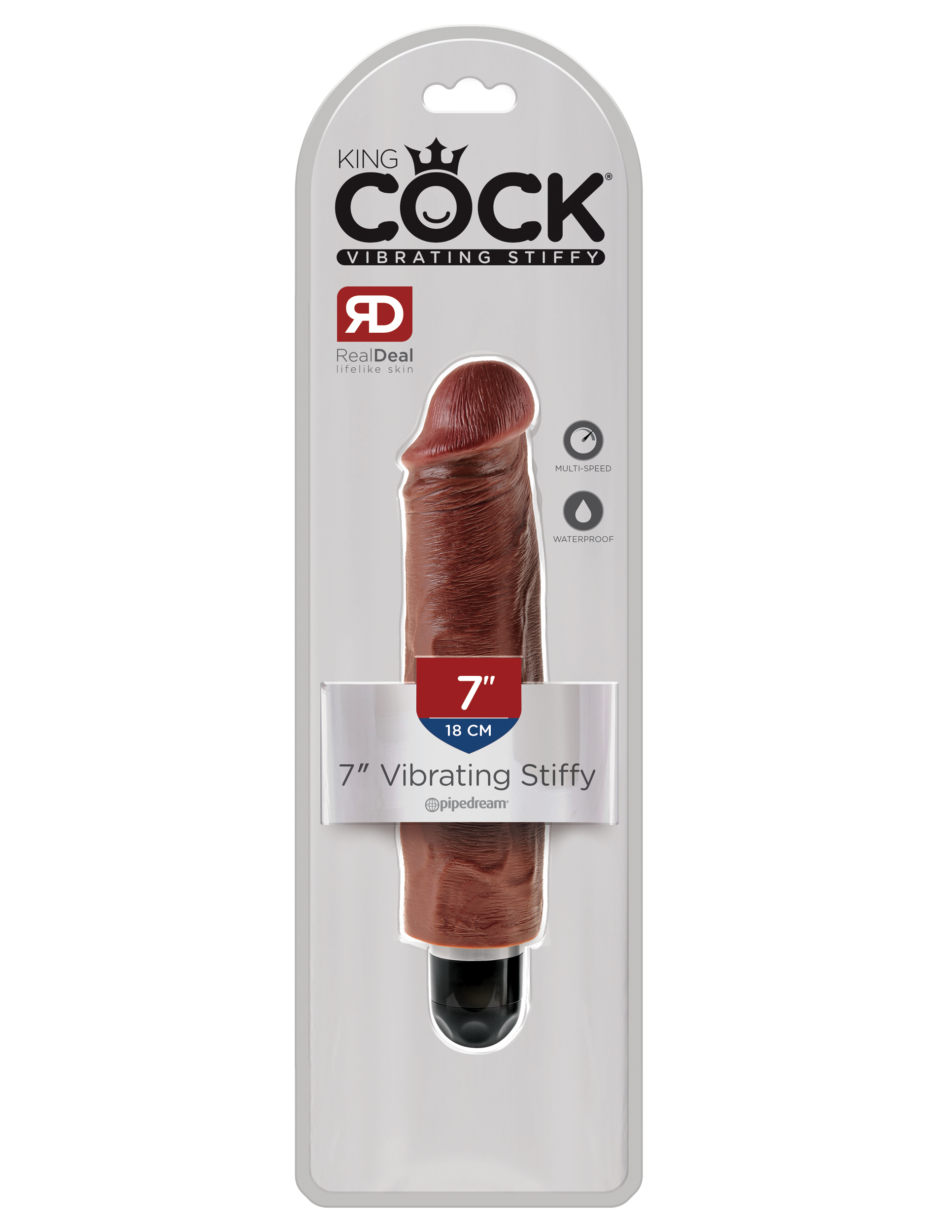 P60MgJ429hpNLx7DCDNP64ubgSDzxWHZ King Cock 7 Inch Vibrating Stiffy - Brown - Image 1