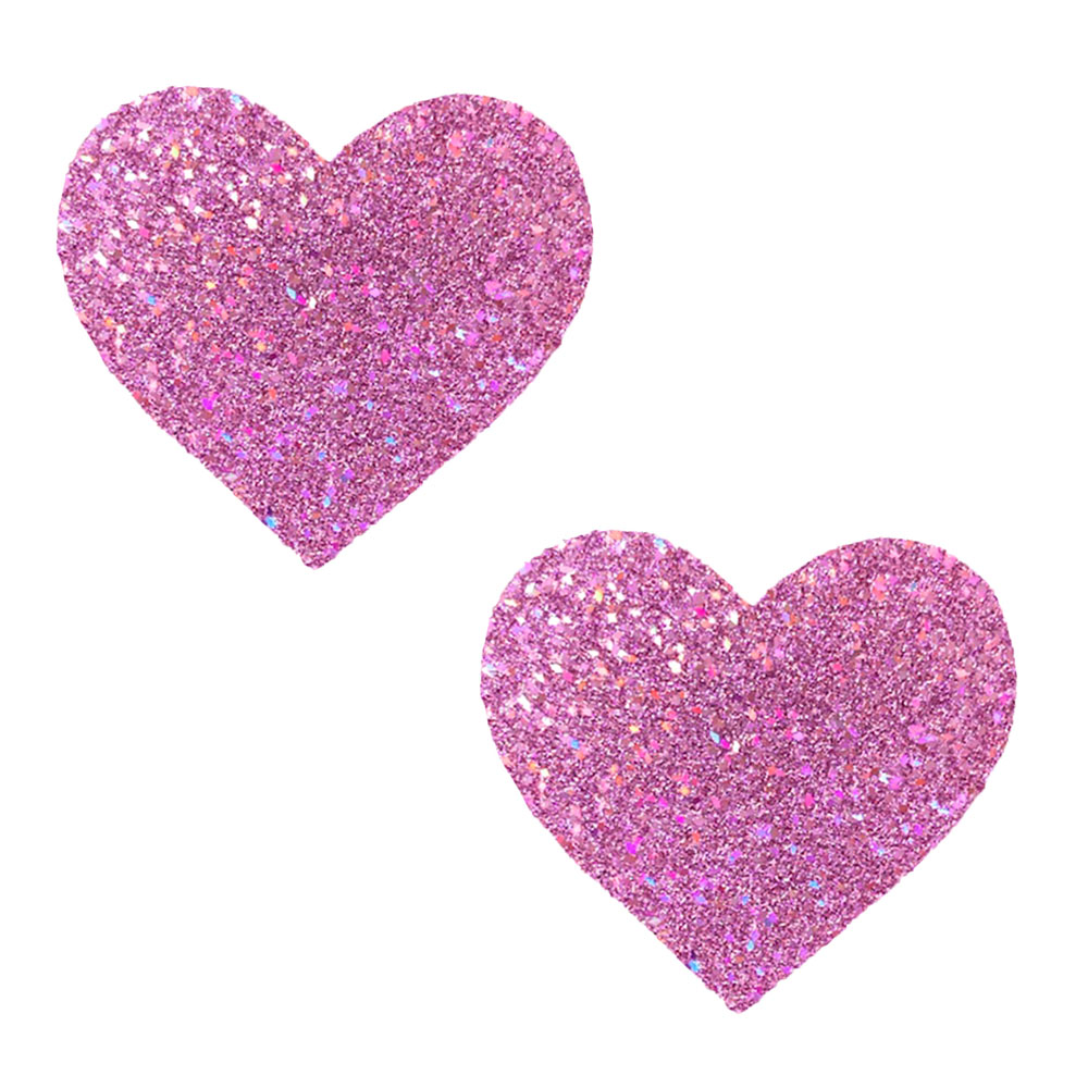 PBGhHzojXhO3DkUURx9J7THZpAQylPy7 Pegasus Kisses Iridescent Pink Glitter I Heart U Nipztix Pasties - Image 1