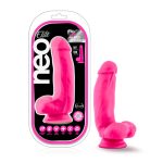 Neo Elite - 7 Inch Silicone Dual Density Cock With Balls - Neon Pink
