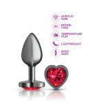 Deep Red Heart Gem Gunmetal Metal Plug - Lg - Image 8