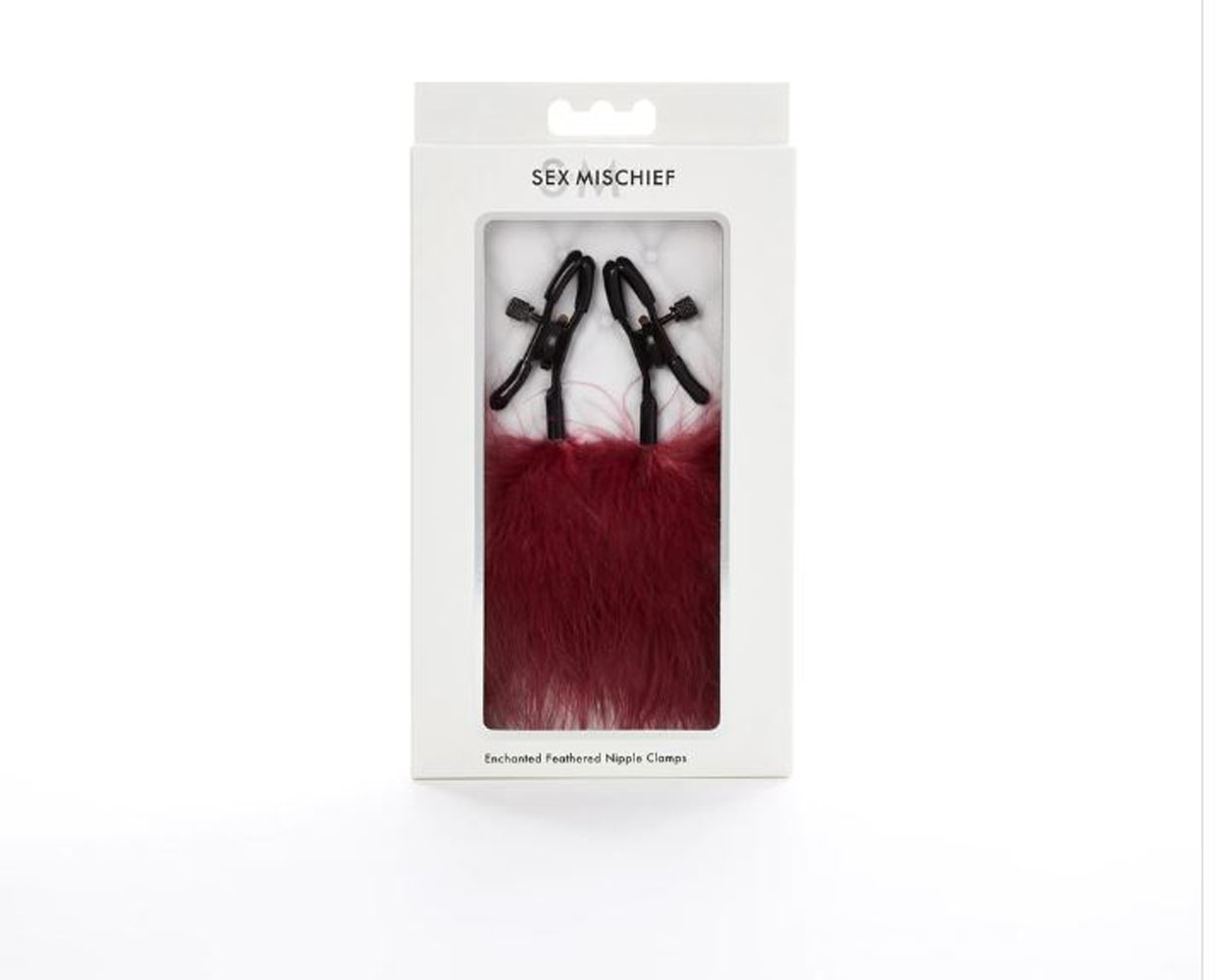 PhqT89SKjFf7HUL0GtuvCMr2h7nl5mpA Sex and Mischief Enchanted Feather Nipple Clamps - Burgundy - Image 1
