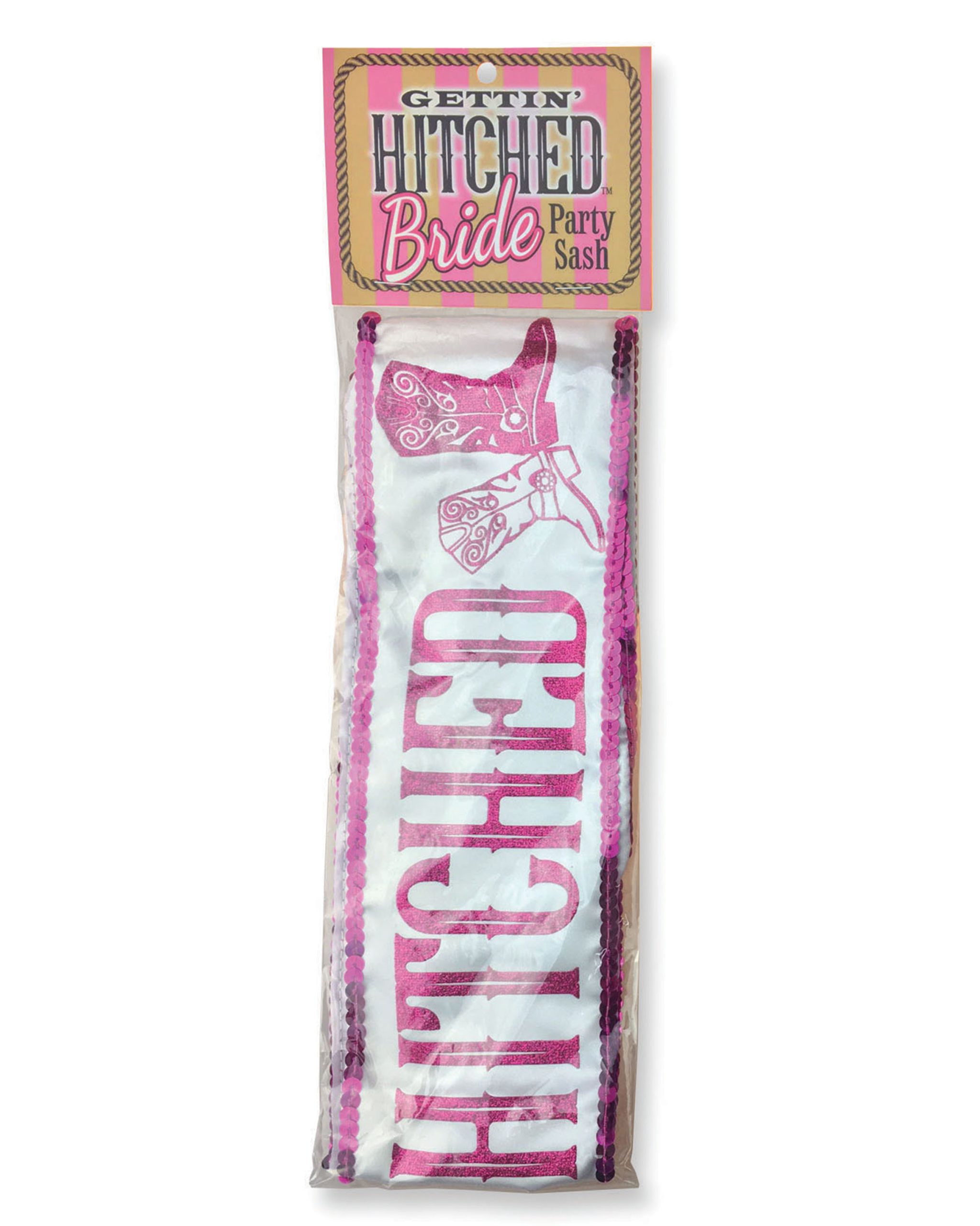 Q2Z1i90YgXIui9YbYoNodSrfNgh1GDzT Gettin' Hitched Bride Party Sash - Sparkle Pink - Image 1