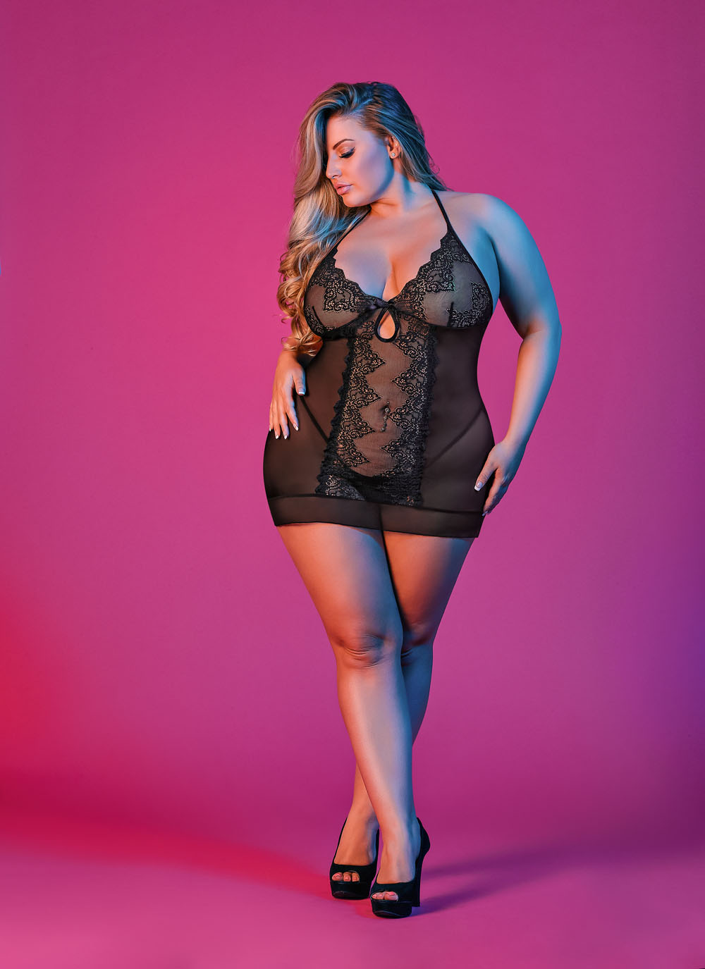 QCGYiizNMqY9MW0bC3RMrpYceJRpuiG7 Sexy Time Chemise and G-String Set - Black - 1x-3x - Image 1
