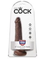 King Cock 6 Inch Cock With Balls - Brown