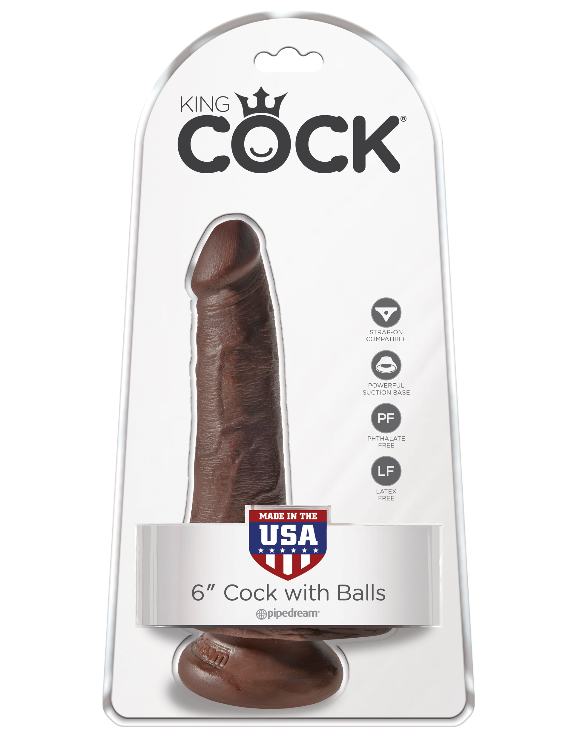 Qe3KVv38NefK8JRy6U3jKD8QzBDX2wqa King Cock 6 Inch Cock With Balls - Brown - Image 1