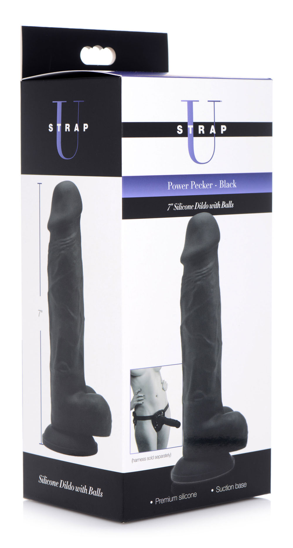 RLtWTmzyznIHcucLSIGf0lnkwoK2Subi Power Pecker 7 Inch Silicone Dildo With Balls - Black - Image 1