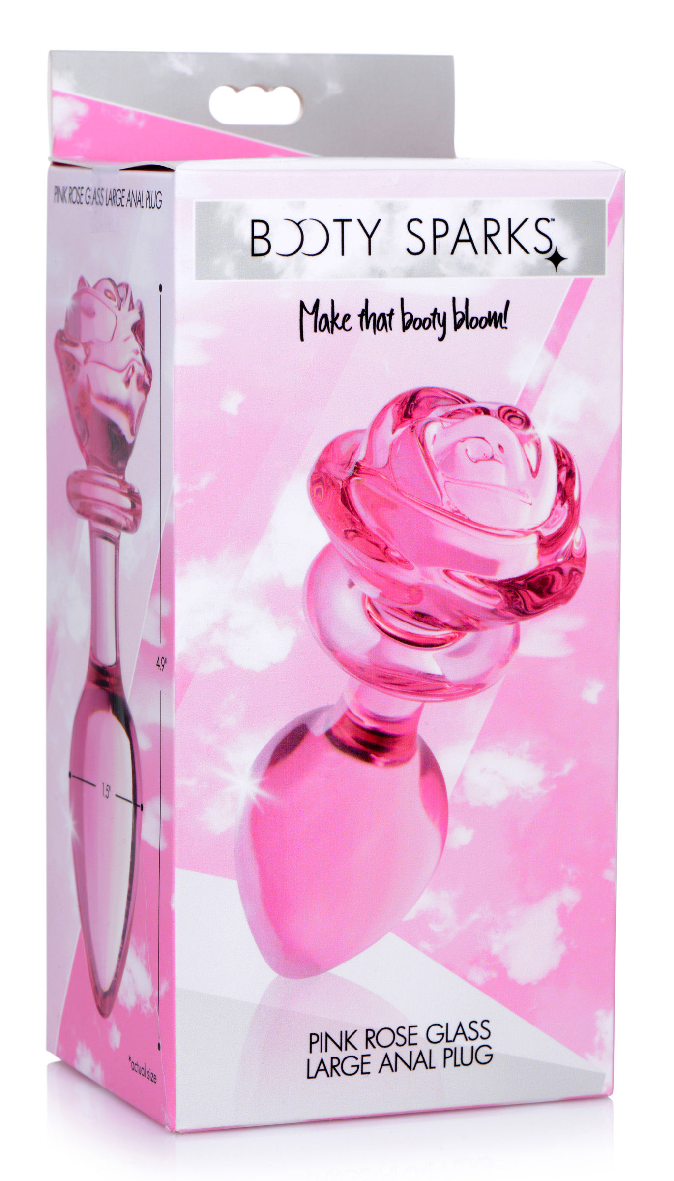 S77EFifN3ALpbi9jLGlGM3Fw8aFdiS9a Pink Rose Glass Anal Plug - Large - Image 1