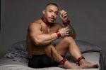 6 Piece Burgundy Bondage Set Burgundy Cuffs, Collar and Leash - Image 9