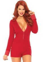 Brushed Rib Romper - Small/ Medium - Red - Image 2