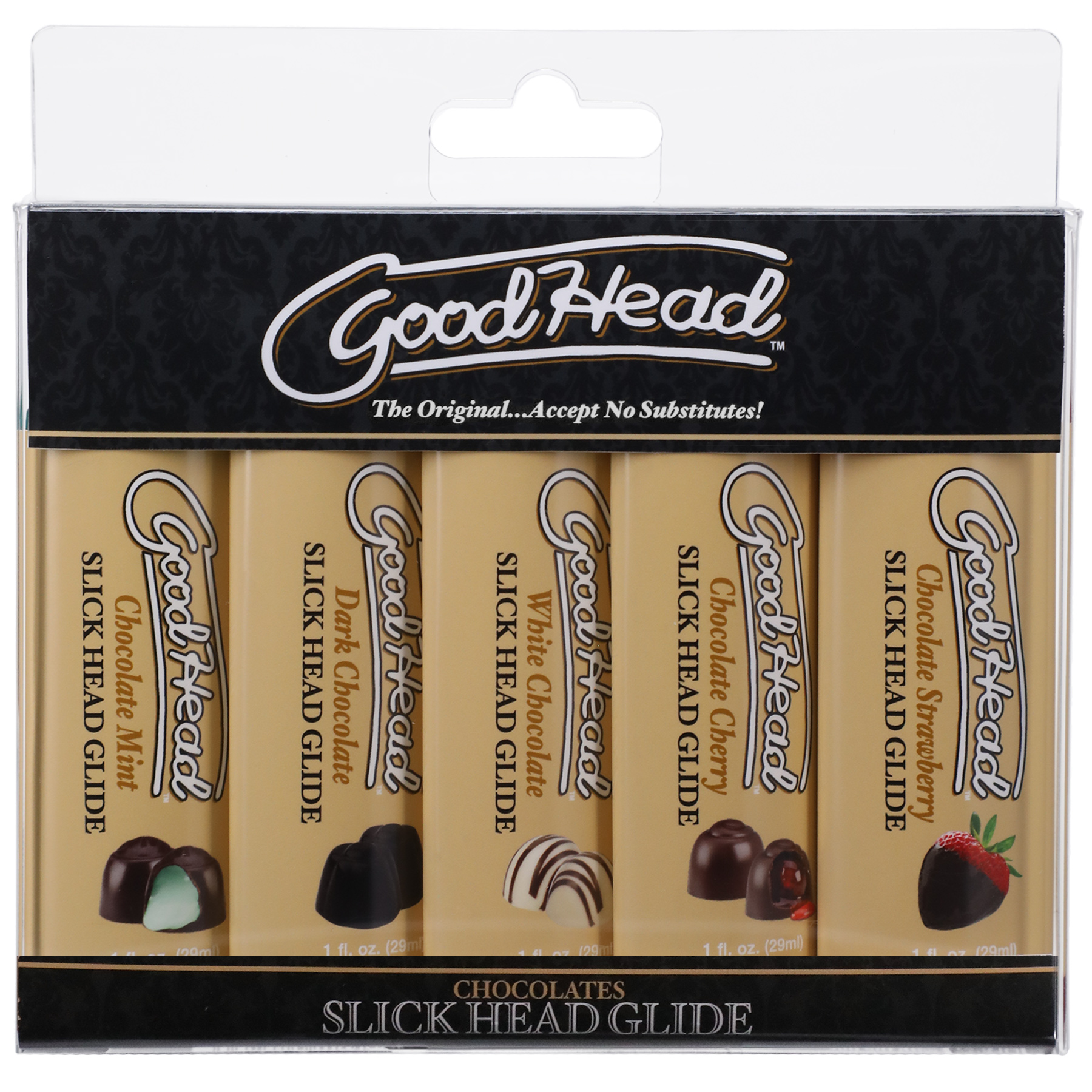 SQreBy7dGZSqoa6MMr3ElFJ8N8DQtcL5 Goodhead - Slick Head Glide - Chocolate - 5 Pack - 1 Fl. Oz. - Image 1