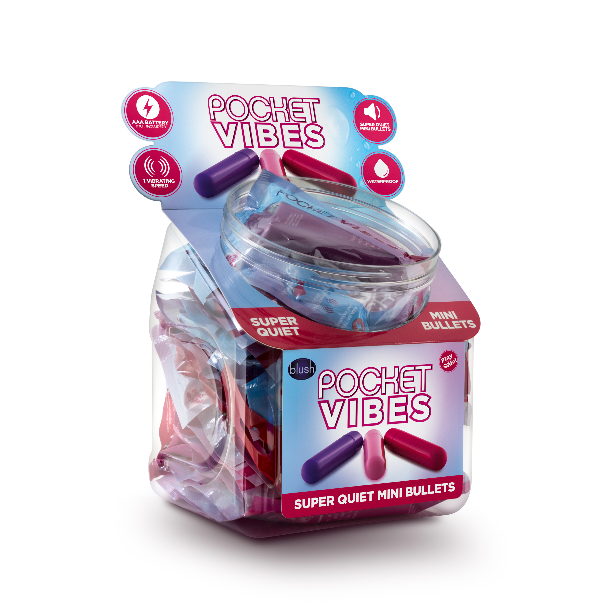 www.blushnovelties.com Play With Me - Pocket Vibes Fish Bowl - 36 Pieces - Image 1
