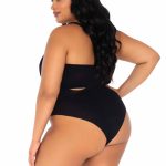 2 Pc Bandeau and Suspender Bodysuit - 1x/2x - Black