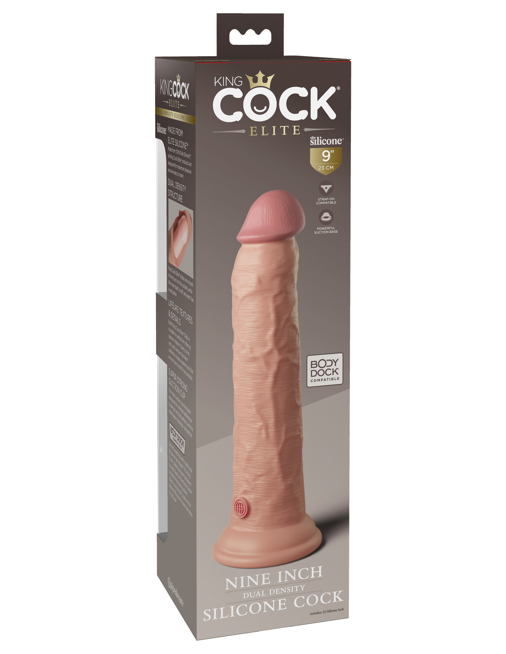 TRo1xn6XemXZt9dBOFdDZbpkYGF2TJ32 King Cock Elite 9 Inch Silicone Dual Density Cock - Light - Image 1