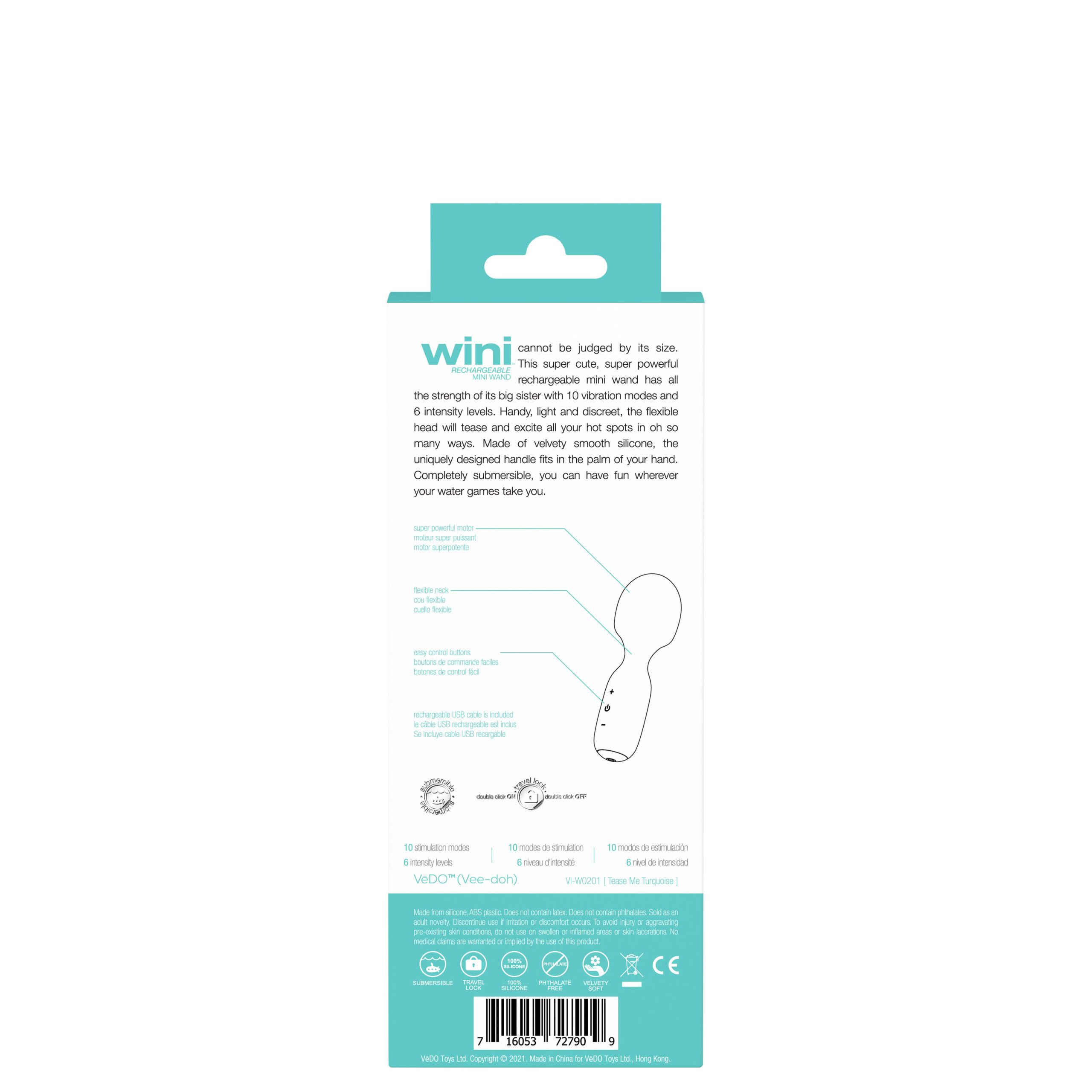 TgXlfZblqGaUZAf2kUnyvY4eJ1cTLUCU Wini Rechargeable Mini Wand - Turquoise - Image 1
