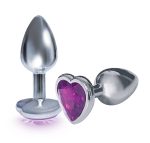 The 9's the Silver Starter Heart Bejeweled Stainless Steel Plug - Violet - Image 2