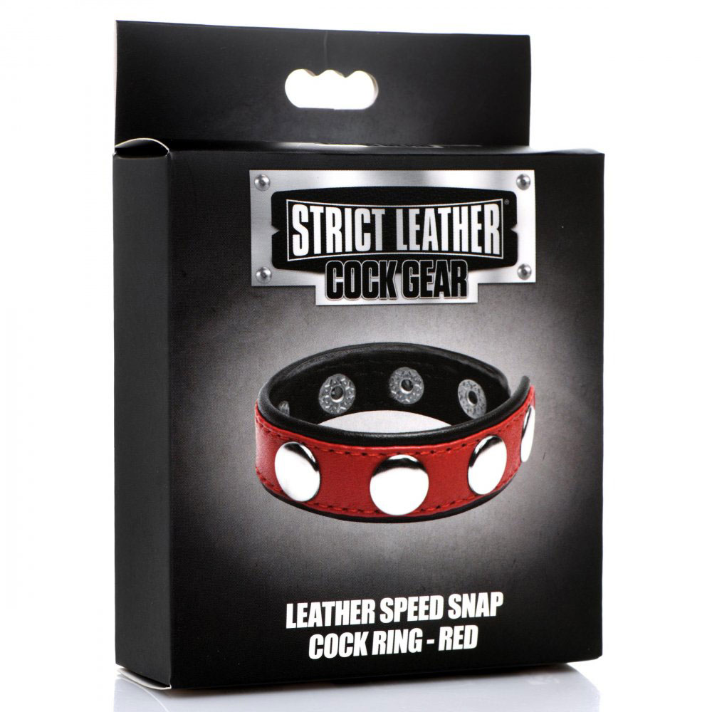 U282VoDS9srtJyAYXMIyW39amCI4vrzk Cock Gear Leather Speed Snap Cock Ring - Red - Image 1