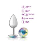 Clear Iridescent Round Gem Silver Metal Plug - Sm - Image 6