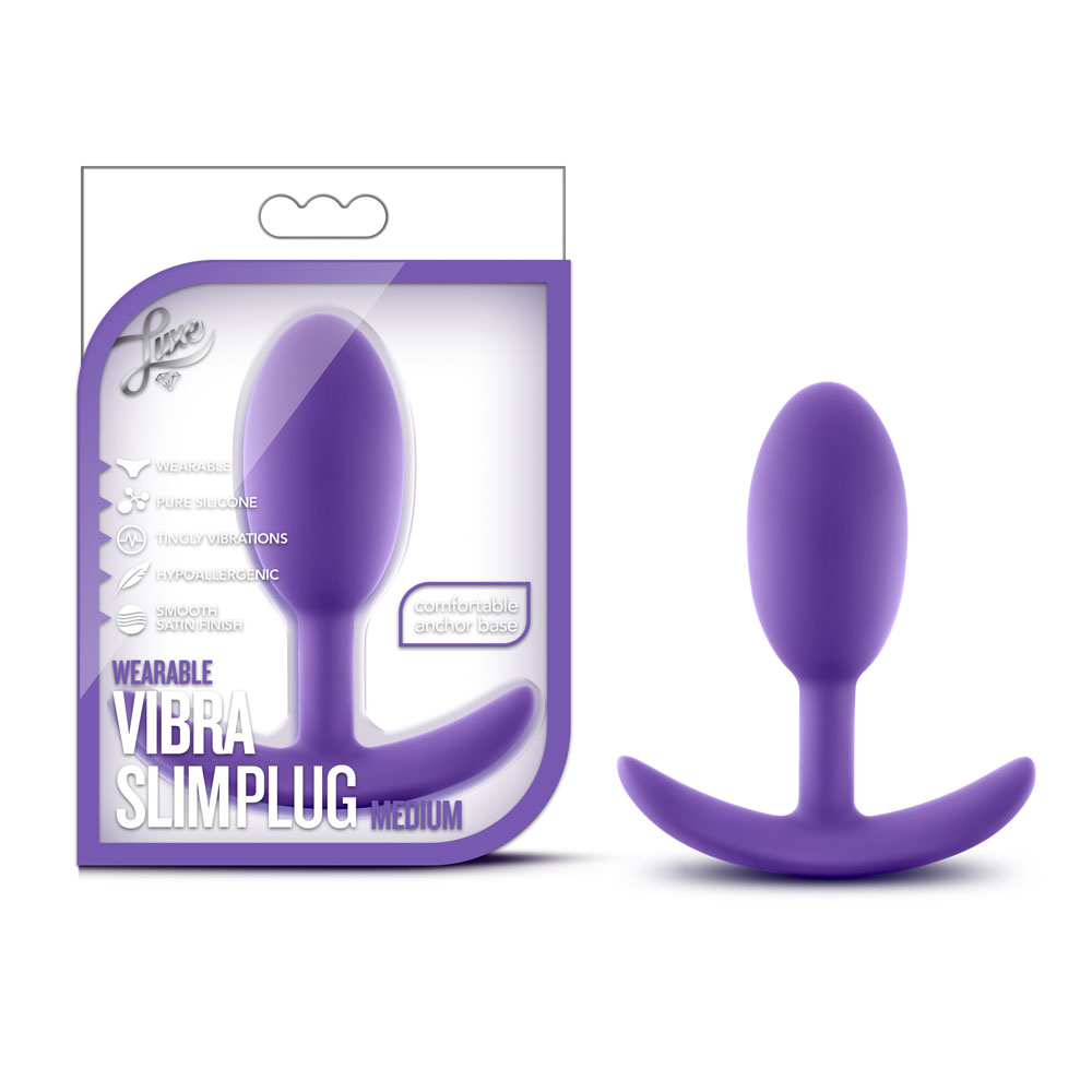 www.blushnovelties.com Luxe - Wearable Vibra Slim Plug - Medium - Purple - Image 1