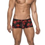 Kiss Me - Mini Short - Large - Sheer Lips Black