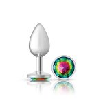 Rainbow Round Gem Silver Metal Plug - Sm - Image 3