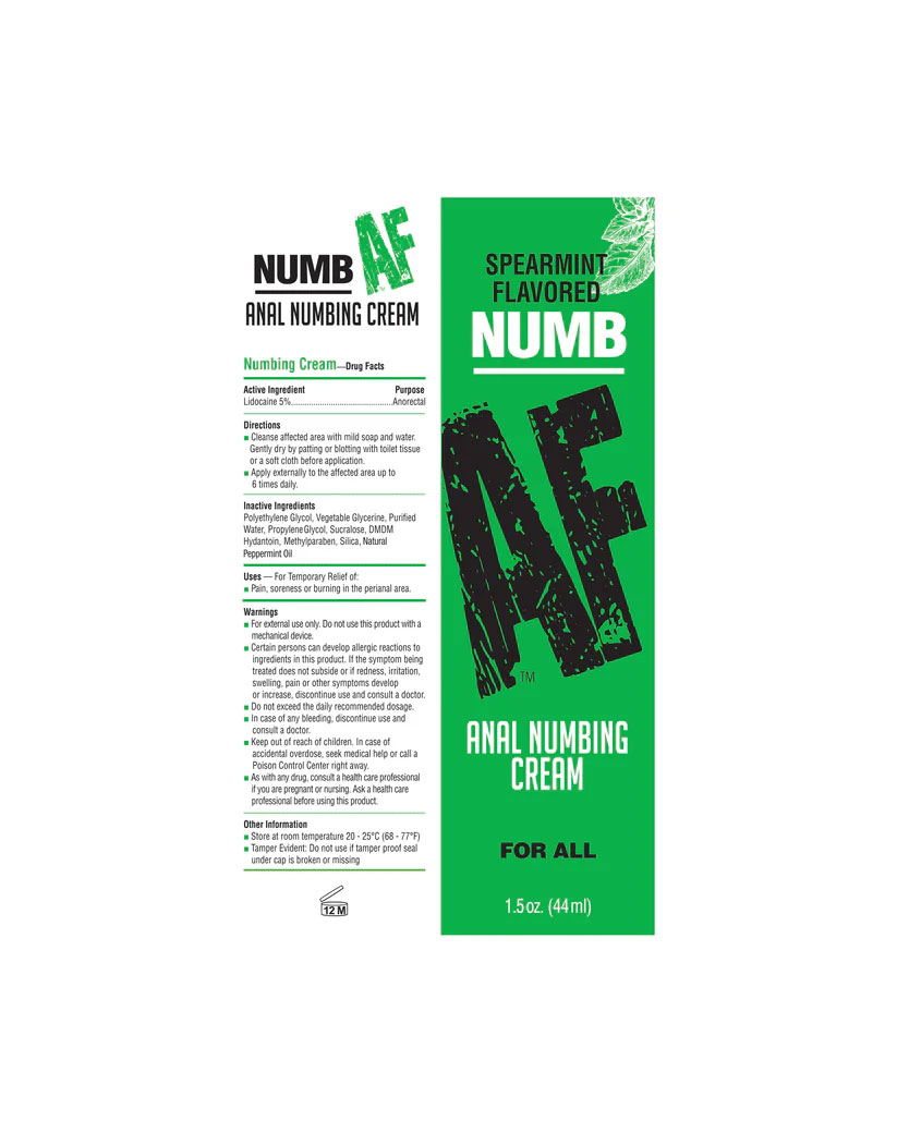 VrE4pRqL Numb Af- Spearmint Flavored Anal Numb Cream - 1.5 Oz (44 ml) - Image 1
