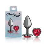 Deep Red Heart Gem Gunmetal Metal Plug - Sm - Image 3