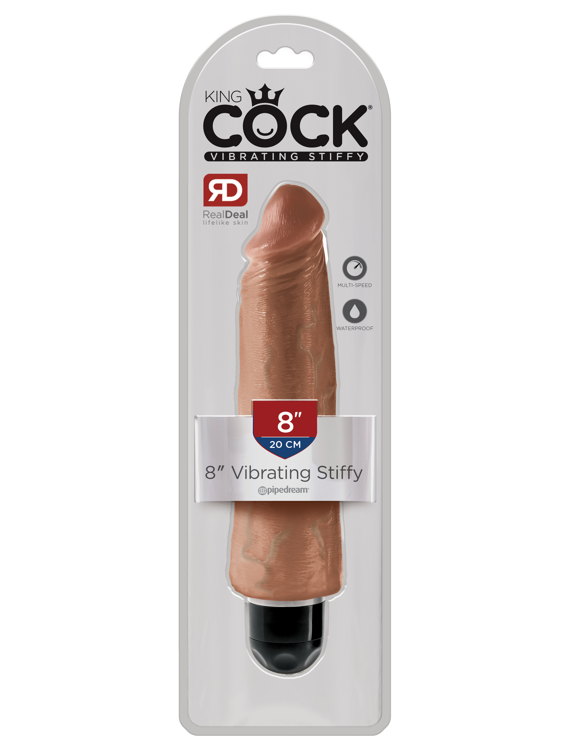 XCeZ8fmyegq2czrmL6F7GFUqqU7o4jpf King Cock 8 Inch Vibrating Stiffy - Tan - Image 1
