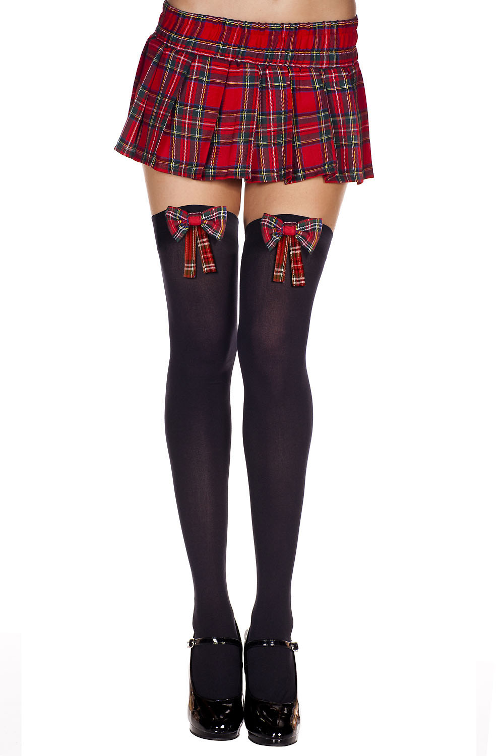 XXuFrWlnoC5AW48FZurLIzIWNYGR7GVu Plaid Bow Thigh Hi - One Size - Black / Plaid - Image 1
