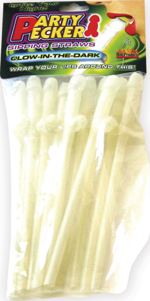 Xa65Kci1poGau2g9Q1etmp4urN5rwrEb Party Pecker Sipping Straws 10 Pc Bag - Glow in the Dark - Image 1