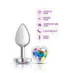 Clear Iridescent Heart Gem Silver Metal Plug - Sm - Image 5