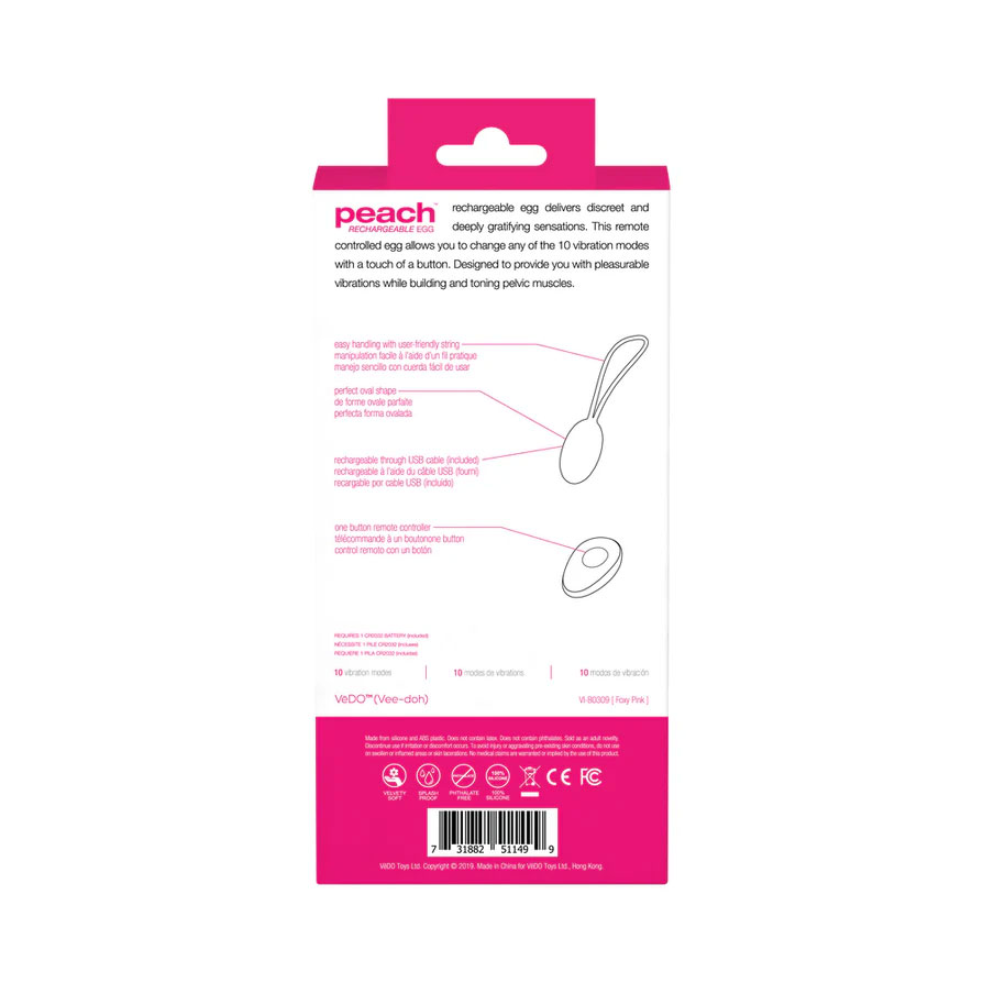 Xh3F04mw Peach Vibrating Egg - Foxy Pink - Image 1