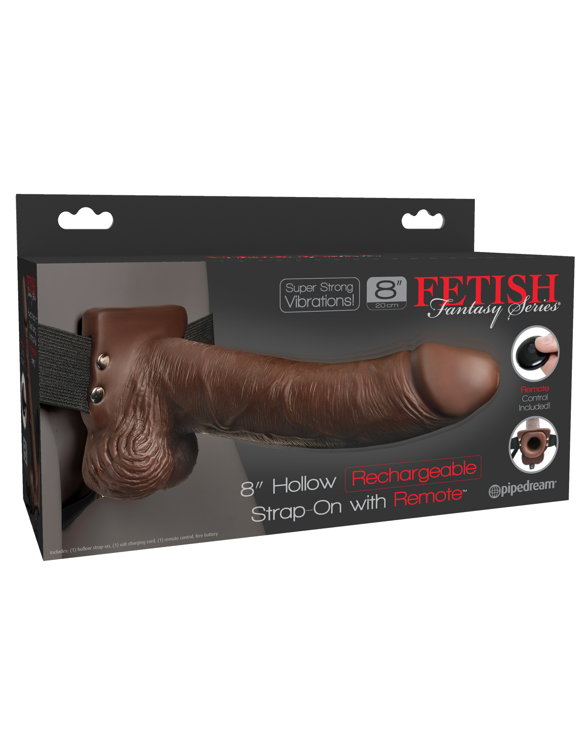 Xhx6yIZQ4moC6kEGuXlwdBjGsDUeHLk3 Fetish Fantasy Series 8 Inch Hollow Rechargeable Strap-on With Remote - Brown - Image 1