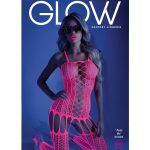 Hypnotic Crisscross Stripe Bodystocking - One Size - Neon Pink