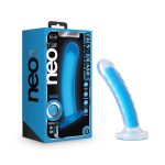 Neo Elite - Glow in the Dark - Tao - 7 Inch Silicone Dual Density Dildo - Neon Blue - Image 3