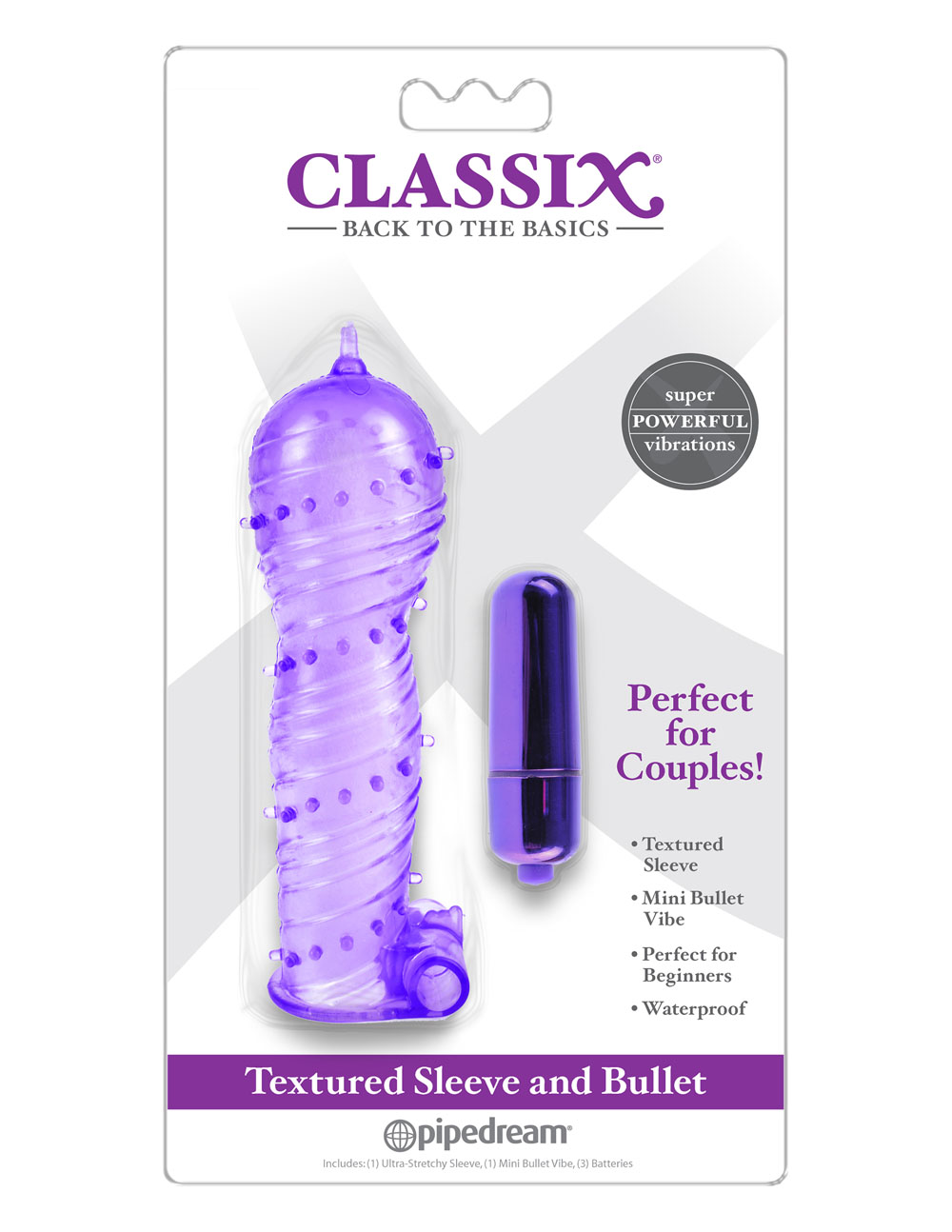 pd0000-11_classix_vibe_comp Classix Textured Sleeve & Bullet - Purple - Image 1