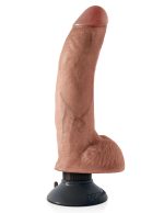 King Cock 9 Inch Vibrating Cock With Balls - Tan - Image 2