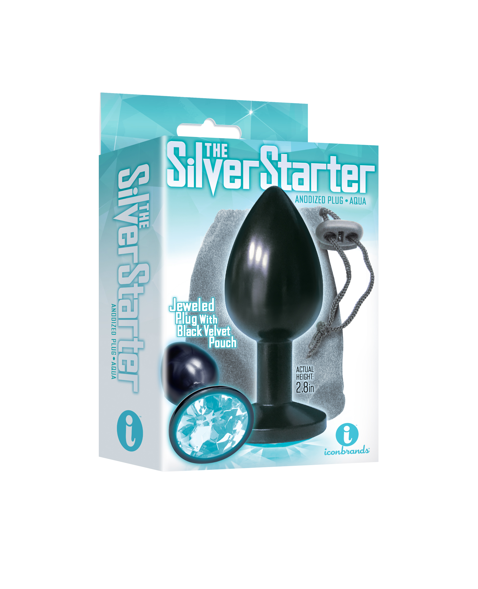 YcOWzrVmVZaOteHgTLHwOppBZ9B9bHVj The 9's the Silver Starter Anodized Bejeweled Stainless Steel Plug - Aqua - Image 1