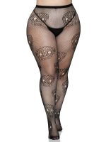 Lace Skulls Fishnet Tights - 1x/2x - Black - Image 3