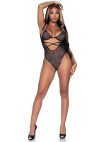 2 Pc. Rhinestone Wrap Around Bikini Top and Suspender Bodysuit - One Size - Black - Image 3
