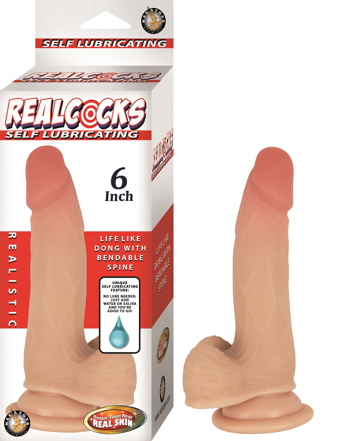 Z9G4W5CtavMVyCfjaNyc0YlpxLEjTXl7 Realcocks Self Lubricating Dong - 6 Inch - Flesh - Image 1