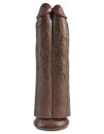 King Cock 11" Two Cocks One Hole - Brown - Image 2