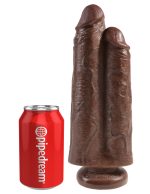 King Cock 9 Inch Two Cocks One Hole - Brown - Image 3