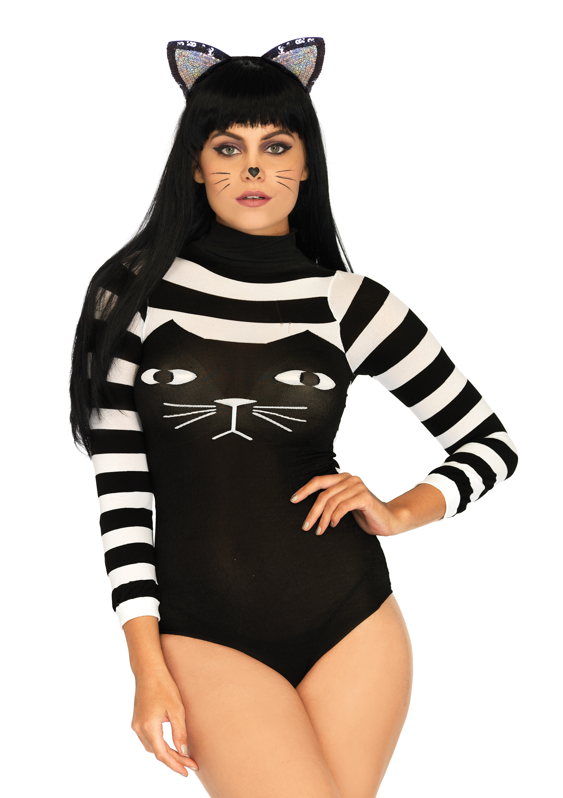 amqBNPlxv4dqXMN93lNKSyJ9qFK6jMRj Striped Cat Bodysuit - One Size - Image 1