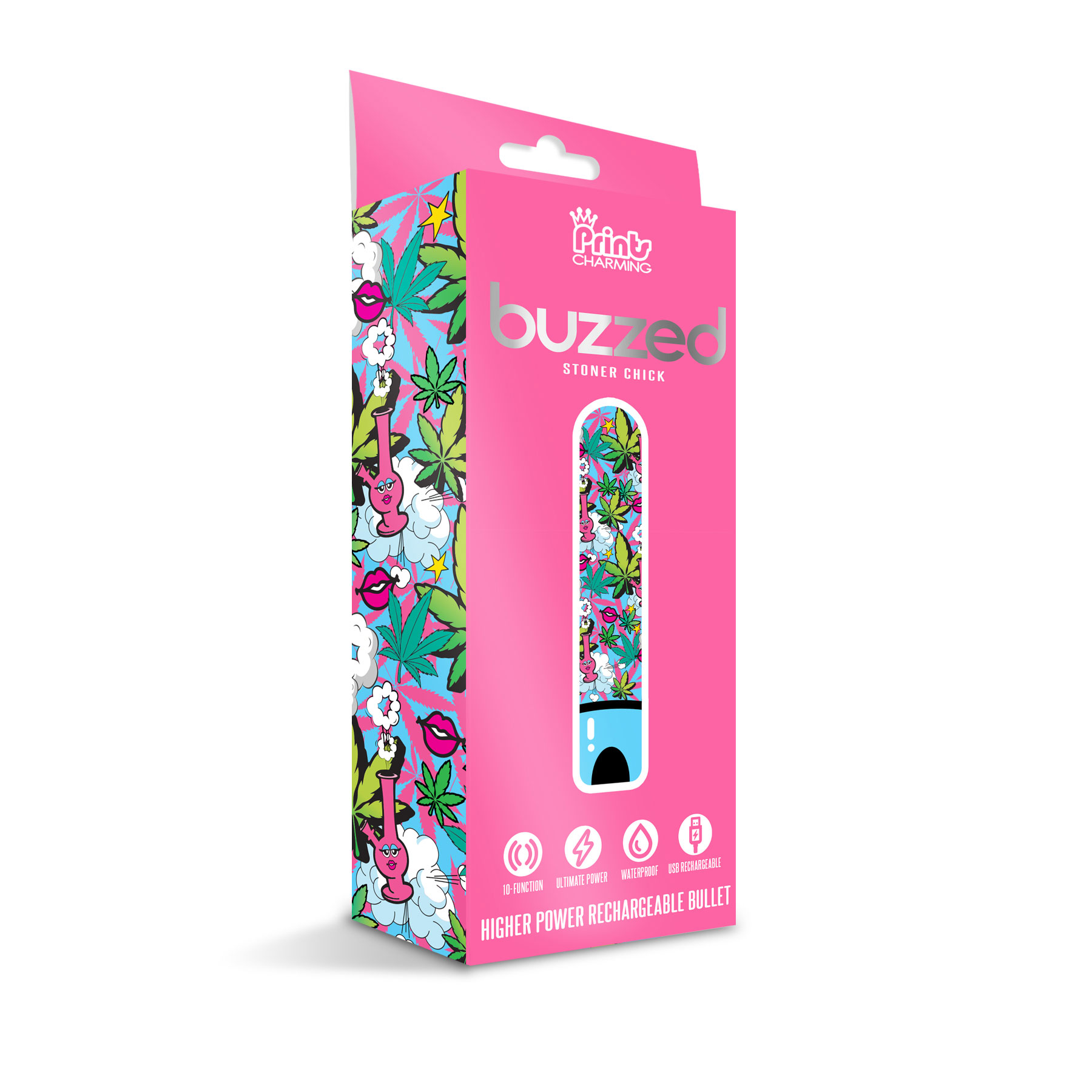 apkEwQUpjdgJNhmBnSpQAZTDoCAhnXmT Prints Charming Buzzed Higher Power Rechargeable Bullet - Stoner Chick - Image 1