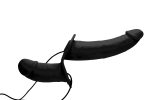 Power Pegger Silicone Vibrating Double Dildo With Harness - Black - Image 2