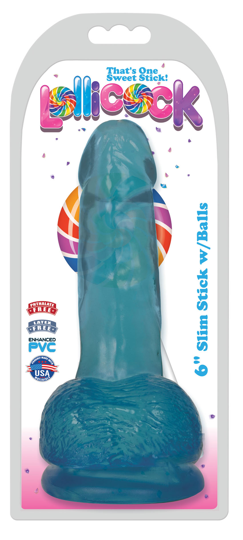 CN-09-0429-11 Chocolate 6" Lollicock 6 Inch Slim Stick With Balls - Berry Ice - Image 1