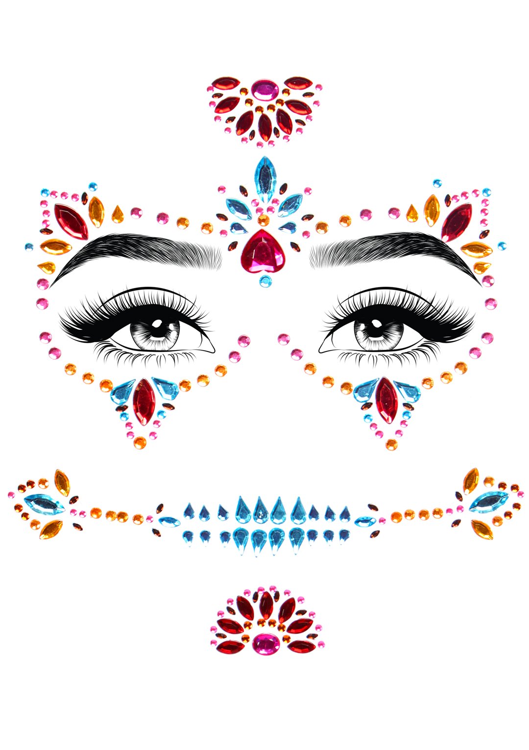 azlpyuZjbHO4e6wXu131tpBZkvUPrB1F Day of the Dead Adhesive Face Jewels - Image 1