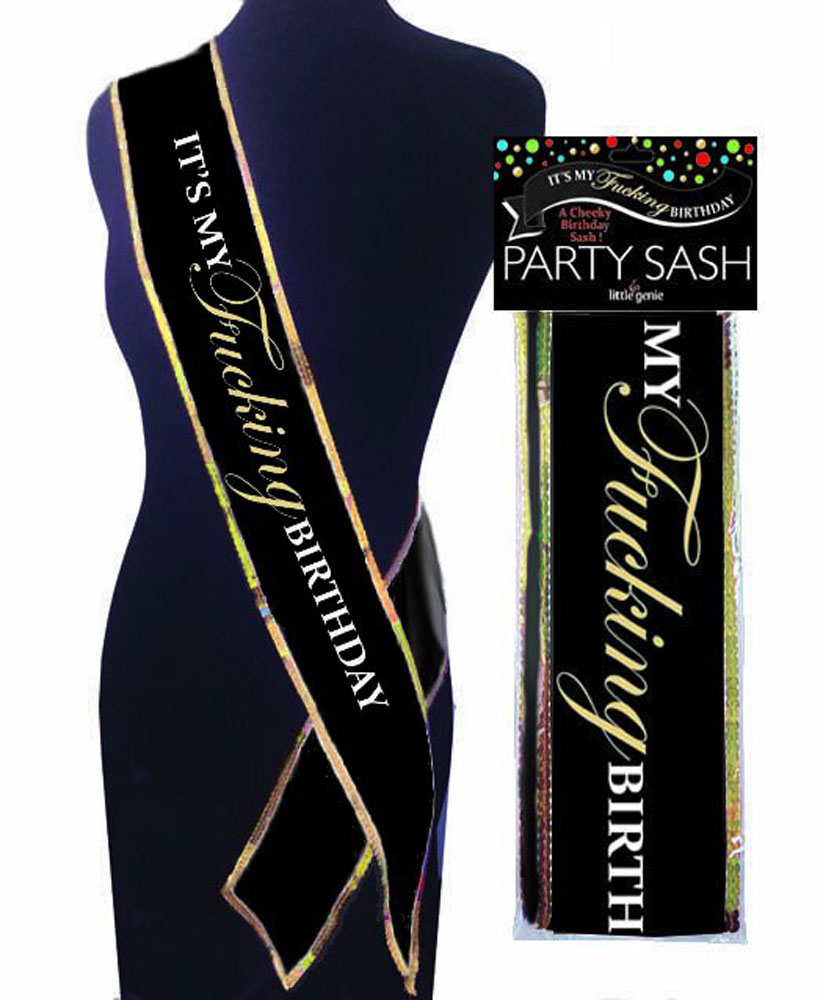 bRBtT6GtFGbKaDSWrEyWec4EpBhnvBti iT's My Fucking Birthday Sash - Black - Image 1
